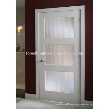 White Primed 3 Glass Panel Shaker Door